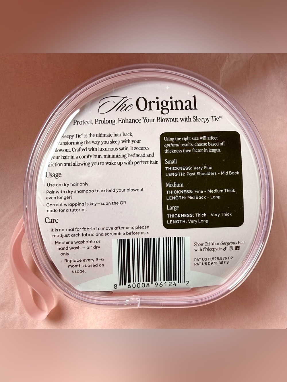 Sleepy Tie The Original Satin Heatless Hair Wrap Medium Pink NWT - Picture 2 of 5
